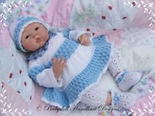 BABY OR REBORN DOLL KNITTING PATTERN F162 DRESS SET 16-22" DOLL/0-3M BABY
