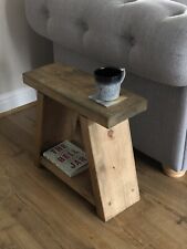Solid Wooden A Framed Side End Table Rustic Oak Bedside