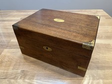 Vintage Wooden Box Brass Bound Writing Slope See Description