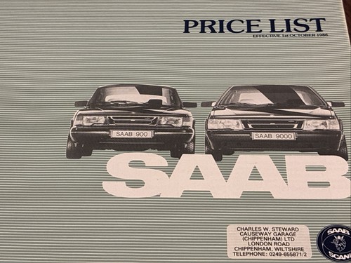 The saab 1986 price list - the,