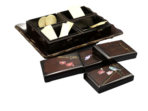 Antique english games box - games, bone