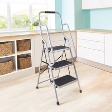 Silver 3-Step Safety Ladder