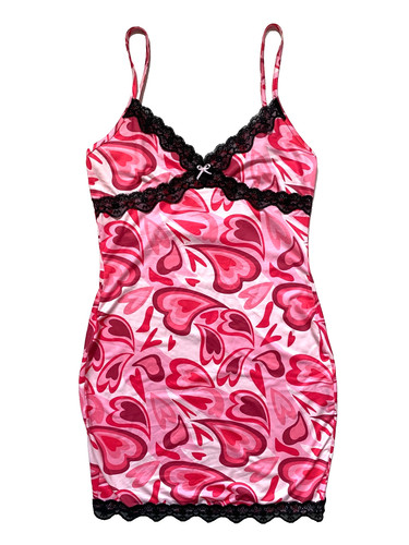 Pink heart print lace - heart,