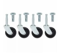 4 x Furniture Castor Wheels & Inserts  For Divan Bed Base Sofa Settee Chair
