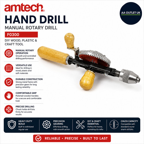 Amtech f0300 hand drill manual - drill,