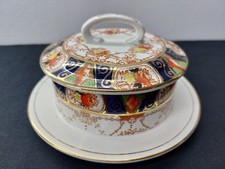 Beautiful Carlisle Ware, Burgess Bros Lidded Butter Dish with Fixed Saucer