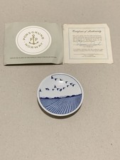 Franklin Mint Porsgrund Norway - Grete Renning, Blue/White birds Miniture plate