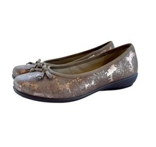 Hotter Beige / Rose Gold Pattern “Emmy” Flat Shoes - UK Size 4.5 EXF Wide Fit 