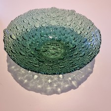 Mid Century Modern Sklo Union Glass bubble Bowl Dish Czech By Pavel Panek Green