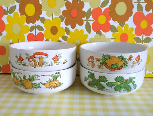 Vintage bowls mushrooms - vintage,