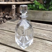 Vintage Orrefors Sweden Edward Hald 2503 Heavy Glass Decanter & Stopper 9.5”