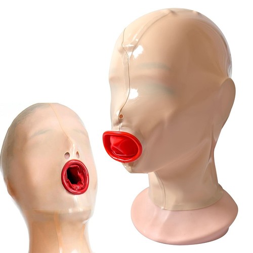 Latex hood with mouth - latex,