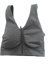 TU sports bra grey zip front size S polyamide blend womens