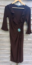 Gorgeous Star By Julien Macdonald flowy boho chic brown Wrap Dress  Size 10