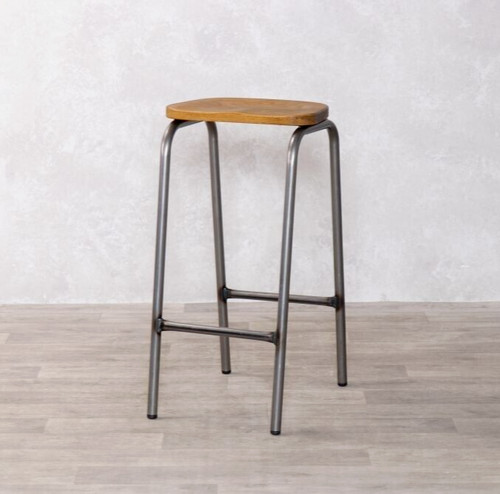 Gunmetal lab stool with solid - gunmetal,