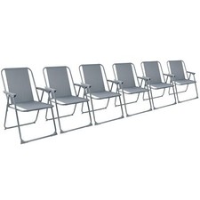6x Folding Metal Beach Chairs