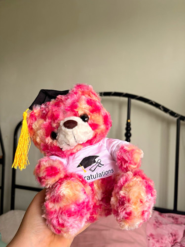 Pink plush graduation bear - plush,