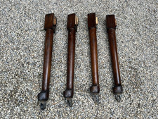 Table Legs Antique Vintage Oak Turned With Wheeled Casters Country Style x 4