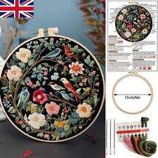 Embroidery Starter Kit for Adults Beginners, Cross Stitch Stamped Kits Flower