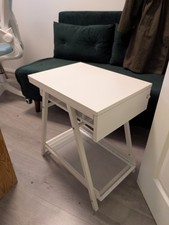 2x IKEA TROTTEN White Metal Storage Unit/Bed Side Table with Drawer