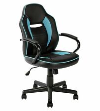 Used Argos Home Faux Leather Mid Back Swivel Gaming Chair - Blue & Black