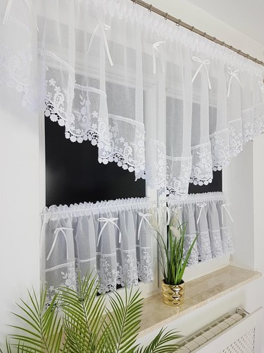 White kitchen curtain set - curtain,