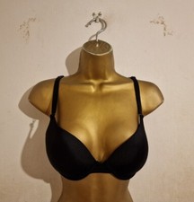 Black Boost Gel Padded Push Up Satin Silk Bikini Bra 28DD 30DD 32D 32DD 34C 34D