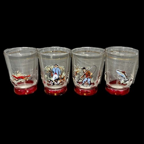 Vtg retro hunting shot glasses - vtg,