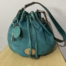  FOSSIL VTG Reissue  MADDOX DRAWSTRING Leather Bag Teal Bucket KEYPER Bag VGC 