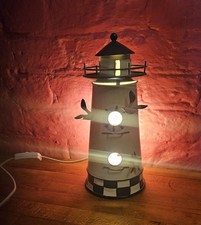 Upcycled Metal Lighthouse Lamp Shabby Chic Maritime Style Vintage seaside unique
