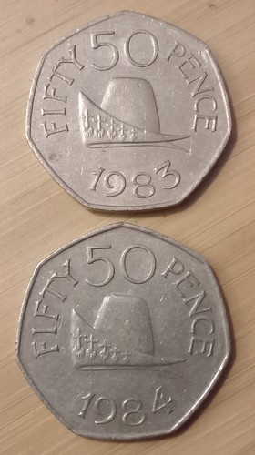 Guernsey coin lot 50p and - lot, x2