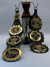 Vintage Horse Brasses Two Leather Display Straps Martingales Wall Hangings