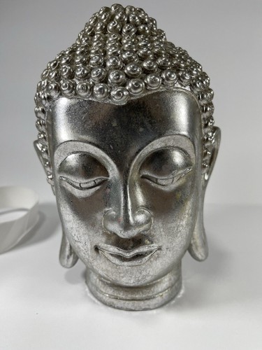 Silver buddha head statue - buddha,