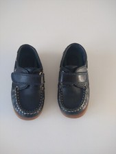 RUSSELL & BROMLEY Boys Navy Blue Leather Touch Fastening Boat Shoes UK 8 EU 26 