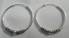 Sterling Silver 925 Bali Hoop