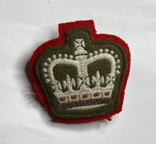 British Army Colour Sergeant Large Sleeve Rank Crown Khaki Red Background 6x6cm