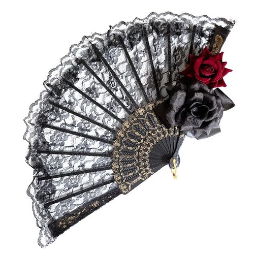 Vintage lace hand fan gothic - hand,
