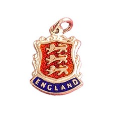 ENGLAND Silver Vintage Travel Shield Enamel Souvenir  Charm