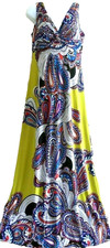 Ronni Nicole Paisley print Twist-Front Maxi Dress- Lime multi-size- 10