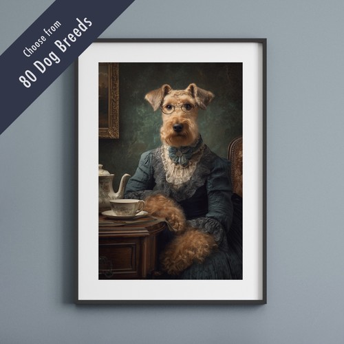 Funny dog tea party print - party,