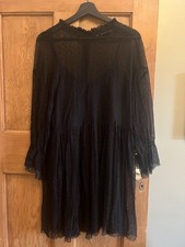 Zara Women's Black dress Mesh With Slip Size Meduim short Sleeve fit & flare