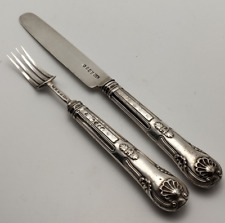 Antique Georgian 1832 Sterling Silver H Mark George Unite Fork and Spreader Pair