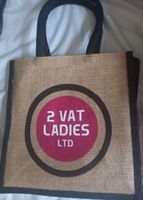 Go Jute Tote Bag.2 Vat Ladies Design.12"x12" Ideal To Carry Your Lunch. Preloved