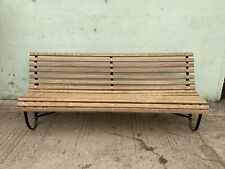 7`11" Long Large Refurbished Victorian Oak & Wrought Iron Garden 4 Seater Bench