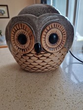 INDOOR  CERAMIC TABLETOP WATER FEATURE - OWL WITH FLOWING WATER - SOOTHING SOUND