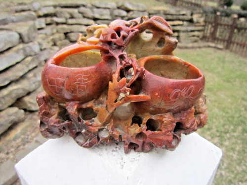 Vintage hand carved polished - &,