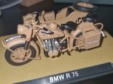 Atlas Editions 1/24 G Scale BMW R75 Metal Military motorbike and sidecar DieCast