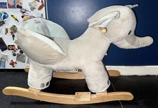 Babylo Elephant Rocking Horse With Sounds Grey Blue Working 75cm x 52cm x 33cm