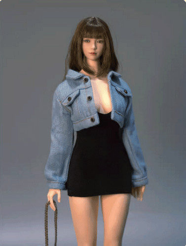Female short denim jacket - 1/6,