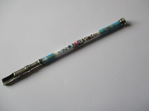 Antique blue floral - , enamel
